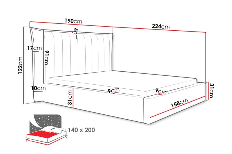 Garson Sengeramme 140x200 cm - Beige - Møbler - Senger - Sengeramme & sengestamme