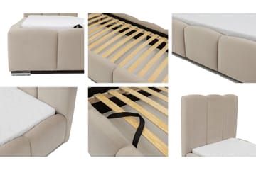 Gioia Sengeramme med Oppbevaring 90x200 cm - Beige - Møbler - Senger - Sengeramme & sengestamme