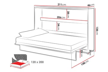 Rauk Sengeskap Sammenleggbar Sengbar 120x200 cm Rektangulær i Malt Tre - Hvit - Møbler - Senger - Gjesteseng & ekstraseng - Skapseng