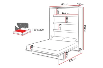 Rauk Sengeskap Sammenleggbar Sengbar 160x200 cm Rektangulær i Malt Tre - Hvit - Møbler - Senger - Gjesteseng & ekstraseng - Skapseng