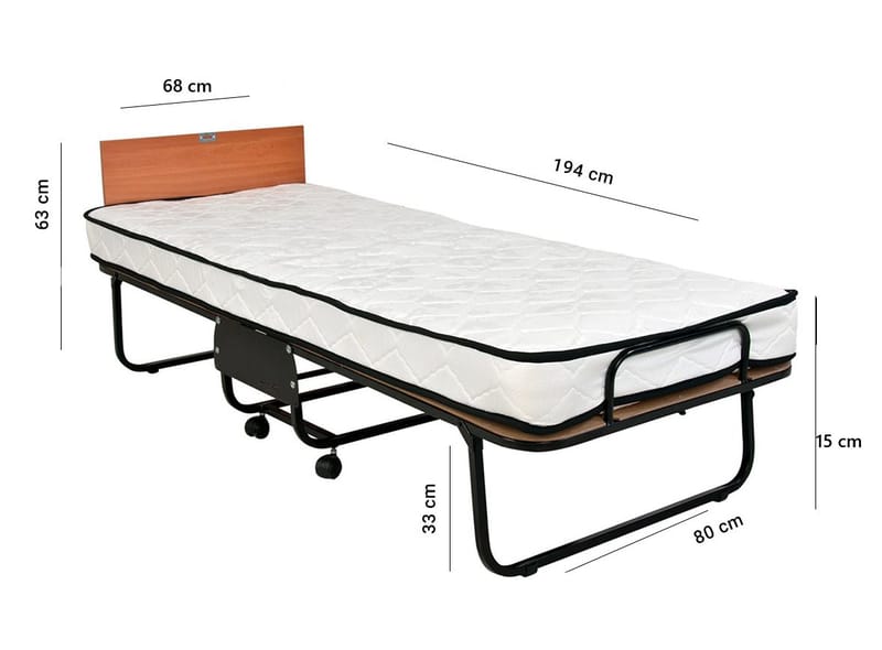 Remina Klappseng 80x190 cm - hvit og svart - Møbler - Senger - Gjesteseng & ekstraseng - Uttrekkbar seng