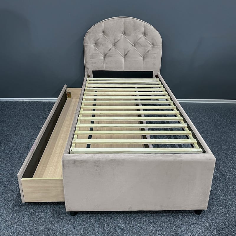 Seng HOME4YOU Lara 90x205 cm Champagne - Champagne / Beige - Møbler - Senger - Gjesteseng & ekstraseng - Uttrekkbar seng