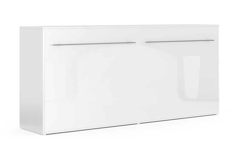 Compact Skapseng Horisontal 90x200 Inkl. Madrass Basic - Hvit Høyglans - Møbler - Senger - Gjesteseng & ekstraseng - Skapseng