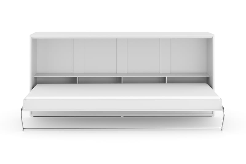 Compact Skapseng Horisontal 90x200 Inkl. Madrass Basic - Hvit Høyglans - Møbler - Senger - Gjesteseng & ekstraseng - Skapseng