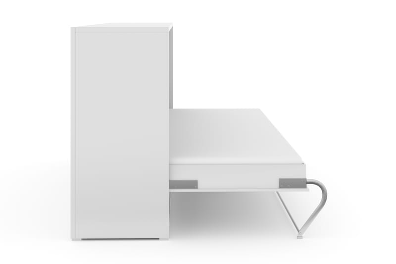 Compact Skapseng Horisontal 90x200 Inkl. Madrass Basic - Hvit Høyglans - Møbler - Senger - Gjesteseng & ekstraseng - Skapseng