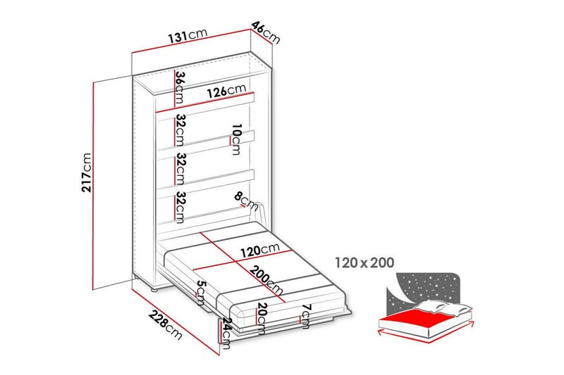 Grianan Sängskåp 120x200 cm beige - Møbler - Senger - Gjesteseng & ekstraseng - Skapseng