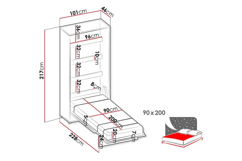 Grianan Sängskåp 90x200 cm beige - Møbler - Senger - Gjesteseng & ekstraseng - Skapseng