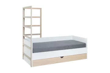Stige seng med Ekstraseng 90x200 cm Hvit/Tre/Natur - Hvit/Tre/natur - Møbler - Senger - Gjesteseng & ekstraseng - Uttrekkbar seng