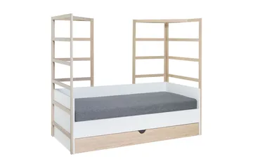 Stige seng med Ekstraseng 90x200 cm Hvit/Tre/Natur - Hvit/Tre/natur - Møbler - Senger - Gjesteseng & ekstraseng - Uttrekkbar seng