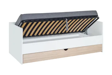 Stige seng med Ekstraseng 90x200 cm Hvit/Tre/Natur - Hvit/Tre/natur - Møbler - Senger - Gjesteseng & ekstraseng - Uttrekkbar seng