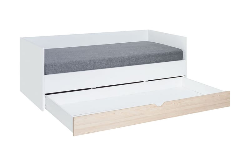 Stige seng med Ekstraseng 90x200 cm Hvit/Tre/Natur - Hvit/Tre/natur - Møbler - Senger - Gjesteseng & ekstraseng - Uttrekkbar seng