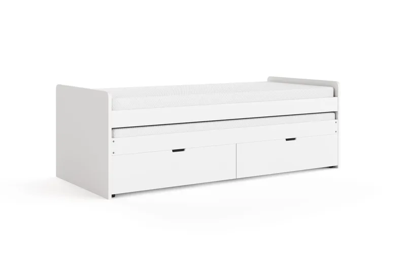 Granvik Sengeramme 90x200 cm uttrekkbar med ekstraseng og oppbevaring inkludert 2 madrasser - Hvit - Møbler - Senger - Sengeramme & sengestamme