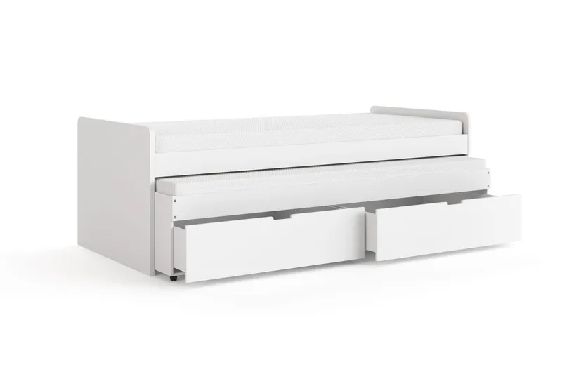 Granvik Sengeramme 90x200 cm uttrekkbar med ekstraseng og oppbevaring inkludert 2 madrasser - Hvit - Møbler - Senger - Sengeramme & sengestamme
