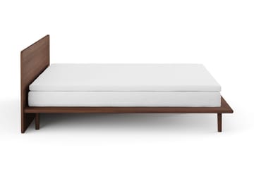 Gryning sengeramme med gavl 180x200 cm med springfjærmadrass og overmadrass i memoryskum, vaskbart trekk - Valnøtt - Møbler - Senger - Sengeramme & sengestamme