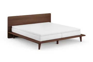 Gryning sengeramme med gavl 180x200 cm med pocket springfjærmadrass og overmadrass i lateks, vaskbart trekk - Valnøtt - Møbler - Senger - Sengeramme & sengestamme