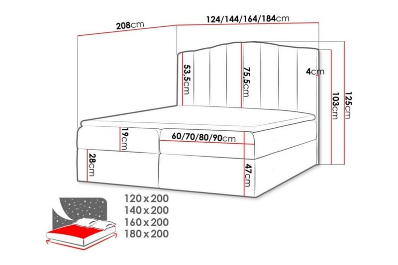 Herstello Sengeramme 140x200 cm - Mørkegrå - Sengeramme & sengestamme