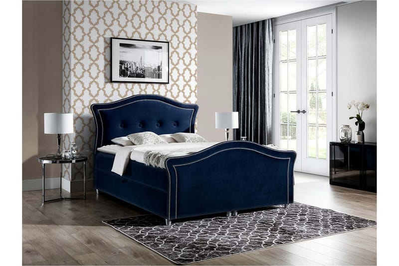 Hestra Lux Sengpakke Kontinentalseng 120x200 cm - Blå - Møbler - Senger - Komplett sengepakke