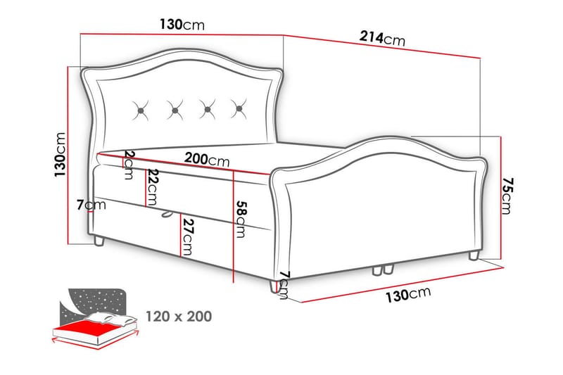 Hestra Lux Sengpakke Kontinentalseng 120x200 cm - Svart - Møbler - Senger - Komplett sengepakke