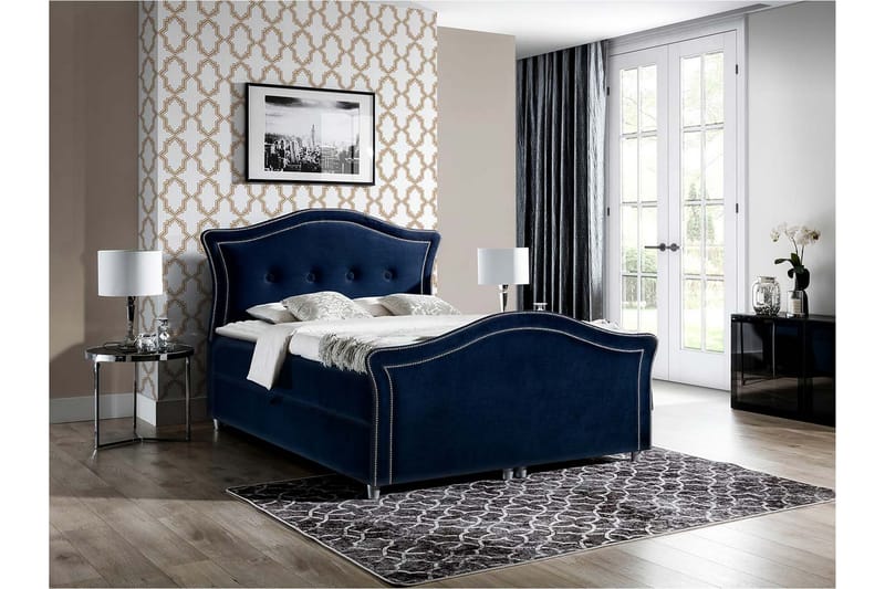 Hestra Lux Sengpakke Kontinentalseng 160x200 cm - Blå - Møbler - Senger - Komplett sengepakke