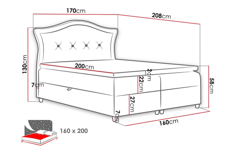 Hestra Sengpakke Kontinentalseng 160x200 cm - Svart - Møbler - Senger - Komplett sengepakke