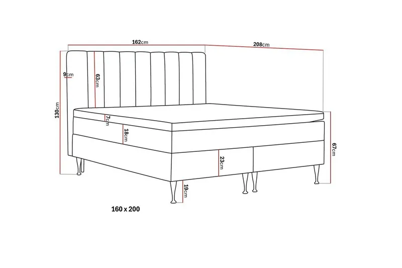 Hilton High Komplett Sengpakke 160x200 cm - Mørkegrå - Møbler - Senger - Kontinentalsenger