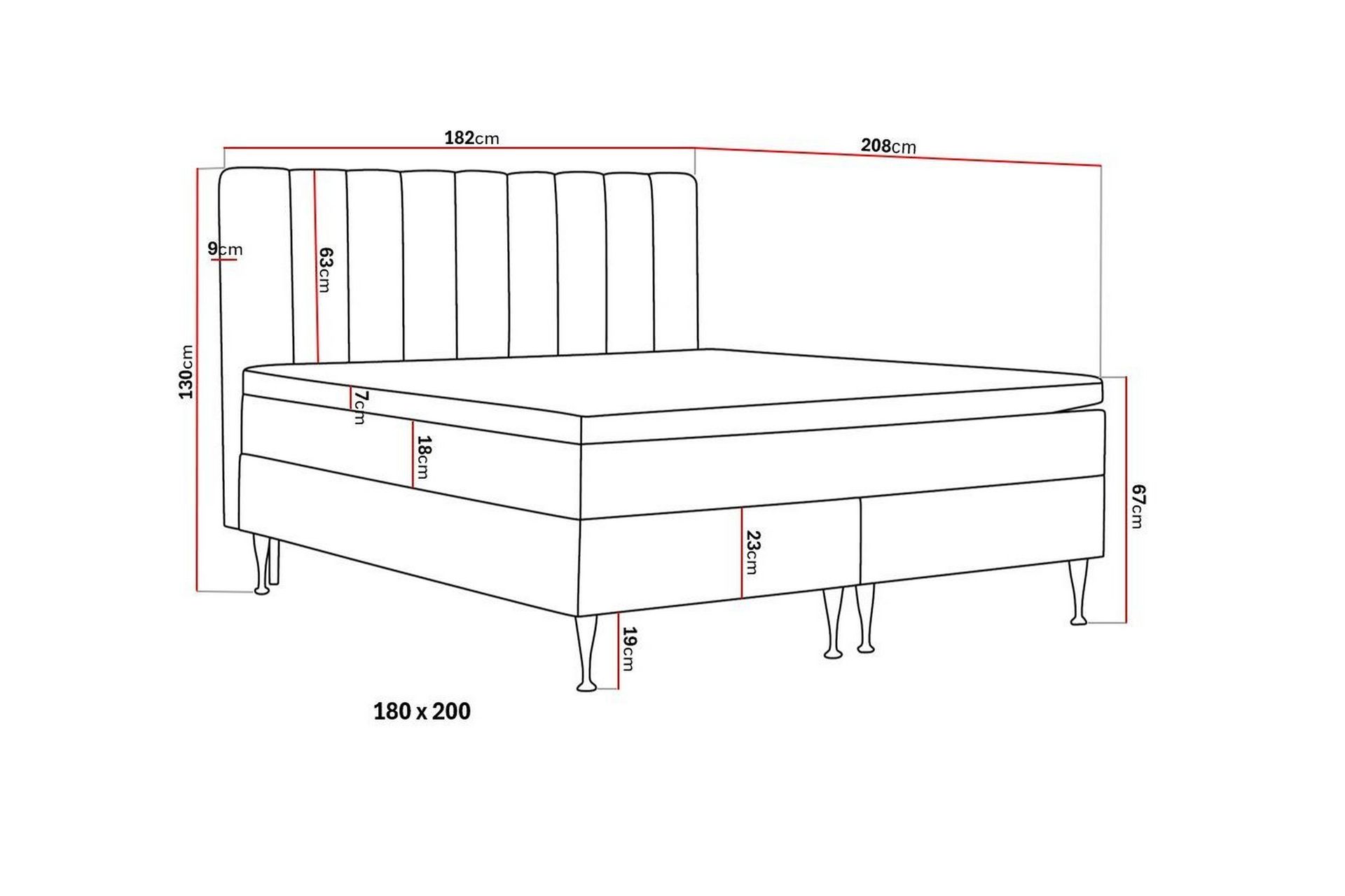 Hilton High Komplett Sengpakke 180x200 cm - Antrasitt - Møbler - Senger - Komplett sengepakke
