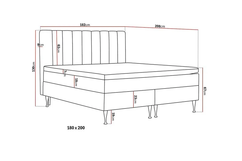 Hilton High Komplett Sengpakke 180x200 cm - Antrasitt - Møbler - Senger - Kontinentalsenger