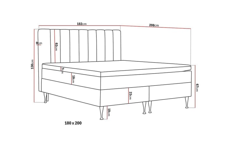 Hilton High Komplett Sengpakke 180x200 cm - Grå - Møbler - Senger - Komplett sengepakke