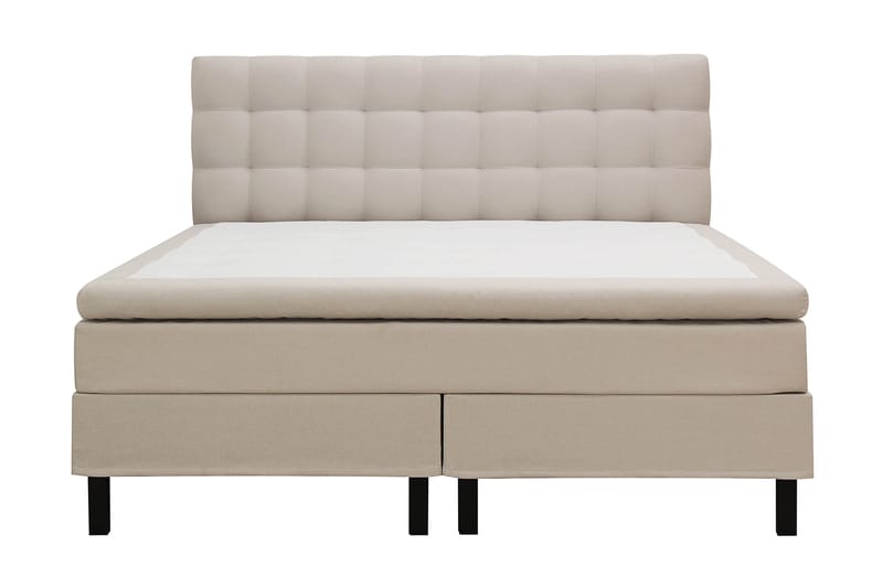 Hilton Komplett Sengpakke 160x200 cm Kontinentalseng med rutet sengegavl - Beige - Møbler - Senger - Komplett sengepakke