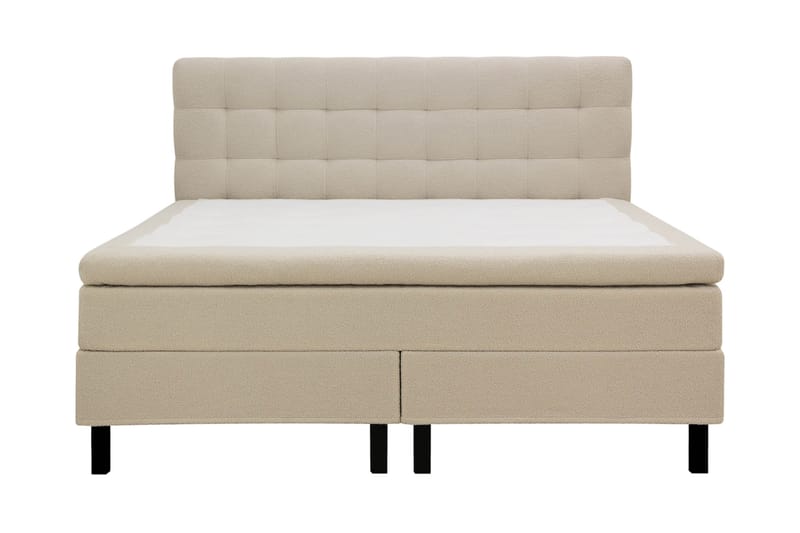 Hilton Komplett Sengpakke 160x200 cm Kontinentalseng med rutet sengegavl - Beige - Møbler - Senger - Komplett sengepakke