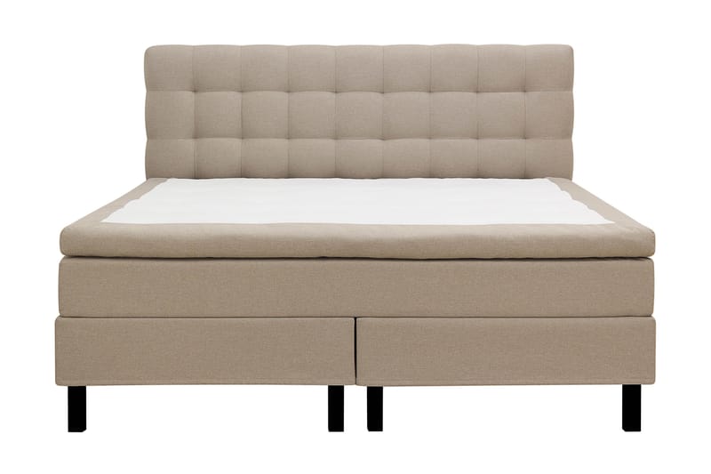 Hilton Komplett Sengpakke 160x200 cm Kontinentalseng med rutet sengegavl - Beige - Møbler - Senger - Komplett sengepakke