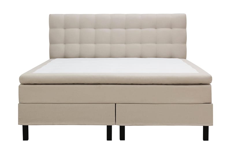 Hilton Komplett Sengpakke 160x200 cm Kontinentalseng med rutet sengegavl - Beige - Møbler - Senger - Komplett sengepakke