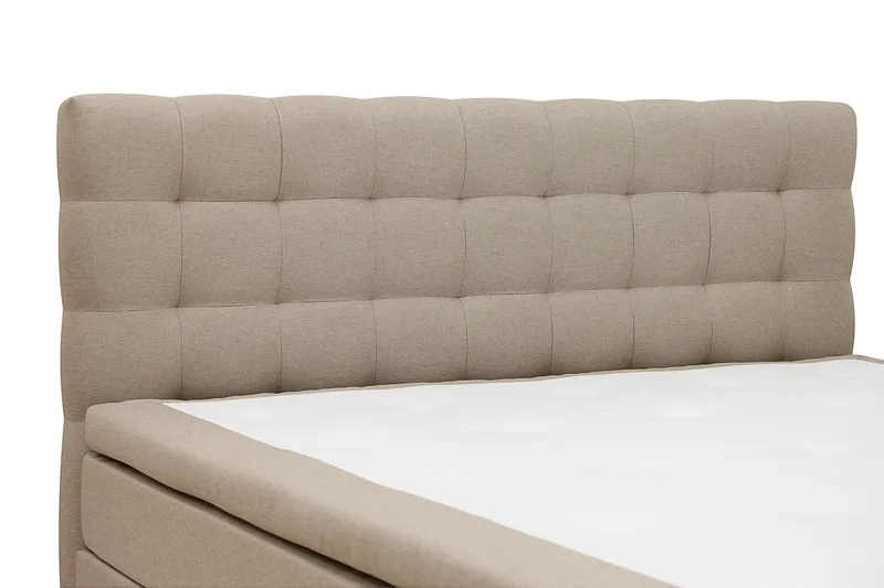 Hilton Komplett Sengpakke 160x200 cm Kontinentalseng med rutet sengegavl - Beige - Møbler - Senger - Kontinentalsenger