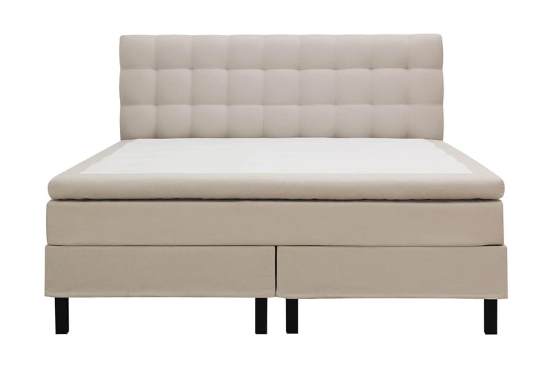 Hilton Komplett Sengpakke 160x200 cm Kontinentalseng med rutet sengegavl - Beige - Møbler - Senger - Kontinentalsenger