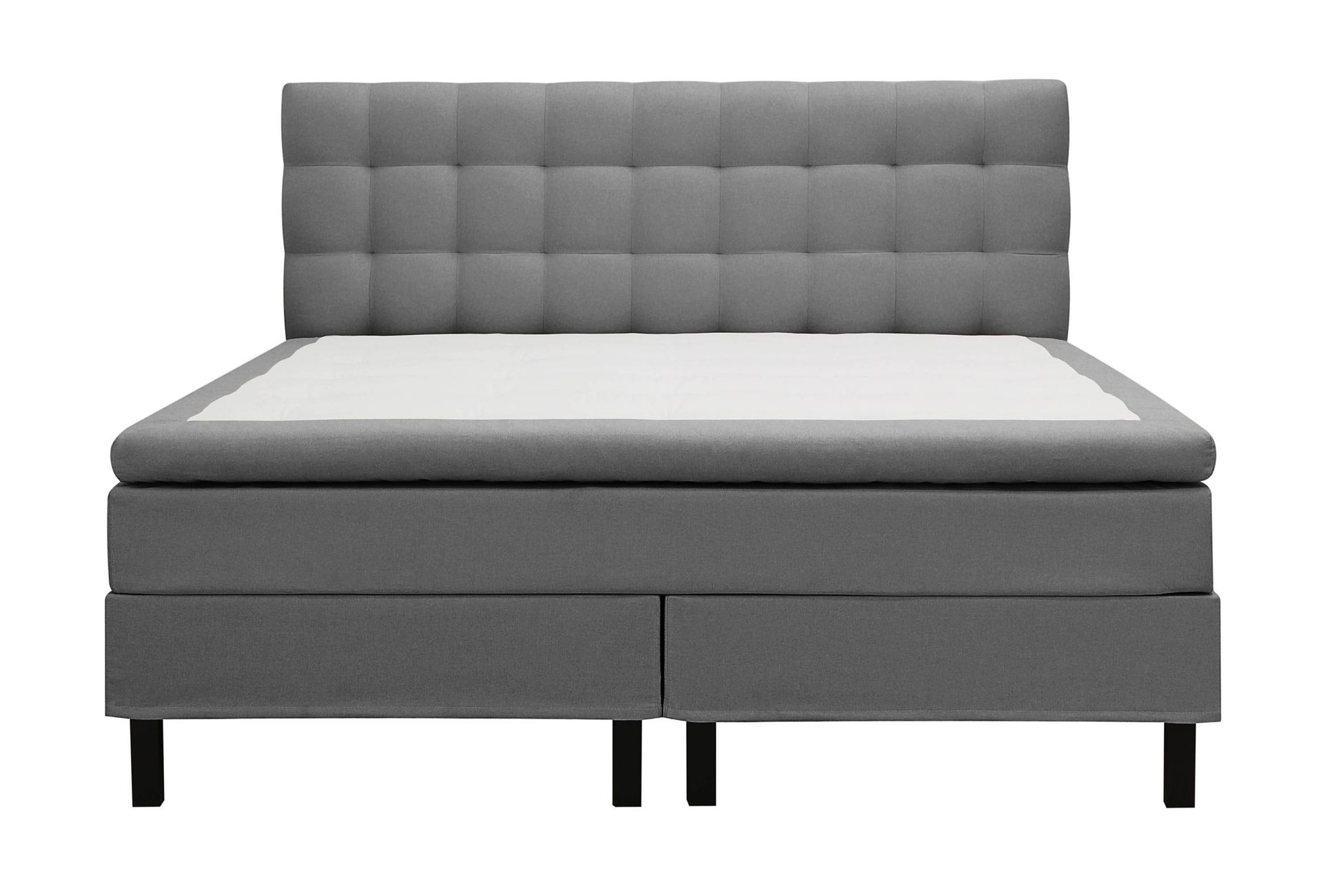Hilton Komplett Sengpakke 160x200 cm Kontinentalseng med rutet sengegavl - Grå - Møbler - Senger - Komplett sengepakke