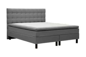 Hilton Komplett Sengpakke 160x200 cm Kontinentalseng med rutet sengegavl - Grå - Møbler - Senger - Komplett sengepakke