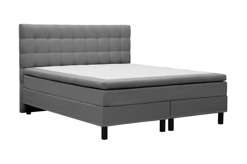 Hilton Komplett Sengpakke 160x200 cm Kontinentalseng med rutet sengegavl - Grå - Møbler - Senger - Komplett sengepakke
