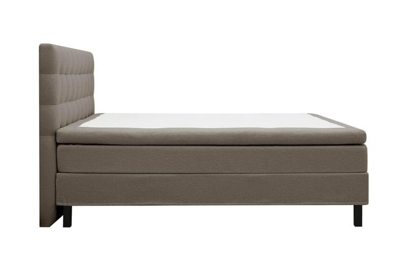 Hilton Komplett Sengpakke 160x200 cm Kontinentalseng med rutet sengegavl i bouclé - Brun - Møbler - Senger - Komplett sengepakke