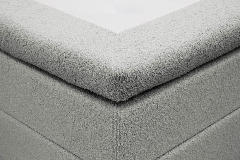 Hilton Komplett Sengpakke 160x200 cm Kontinentalseng med rutet sengegavl i bouclé - Grå - Møbler - Senger - Komplett sengepakke