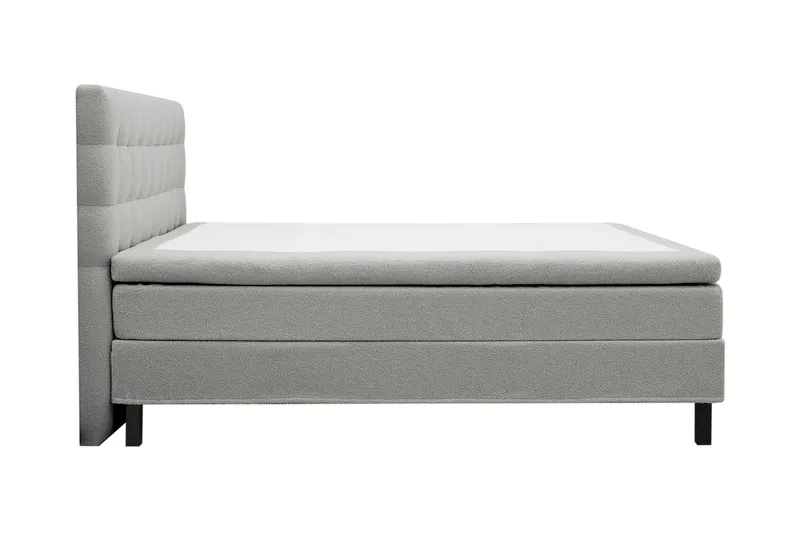 Hilton Komplett Sengpakke 160x200 cm Kontinentalseng med rutet sengegavl i teddy - Grå / Teddy - Møbler - Senger - Kontinentalsenger