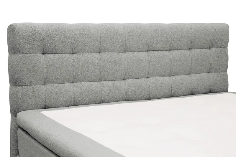 Hilton Komplett Sengpakke 160x200 cm Kontinentalseng med rutet sengegavl i teddy - Grå / Teddy - Møbler - Senger - Kontinentalsenger