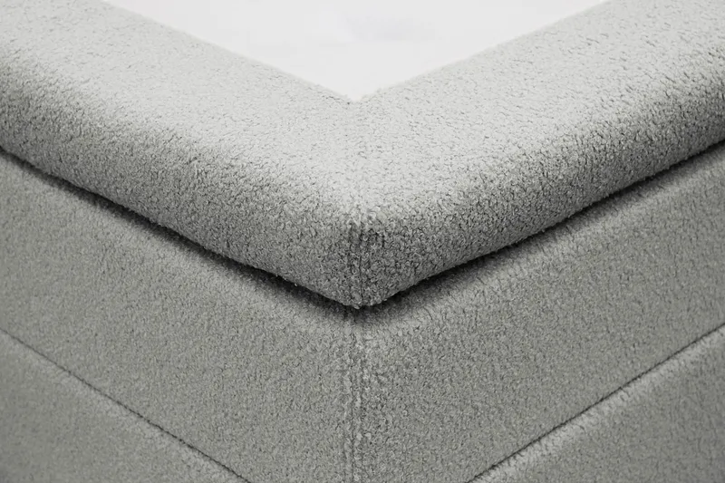 Hilton Komplett Sengpakke 160x200 cm Kontinentalseng med rutet sengegavl i teddy - Grå / Teddy - Møbler - Senger - Kontinentalsenger