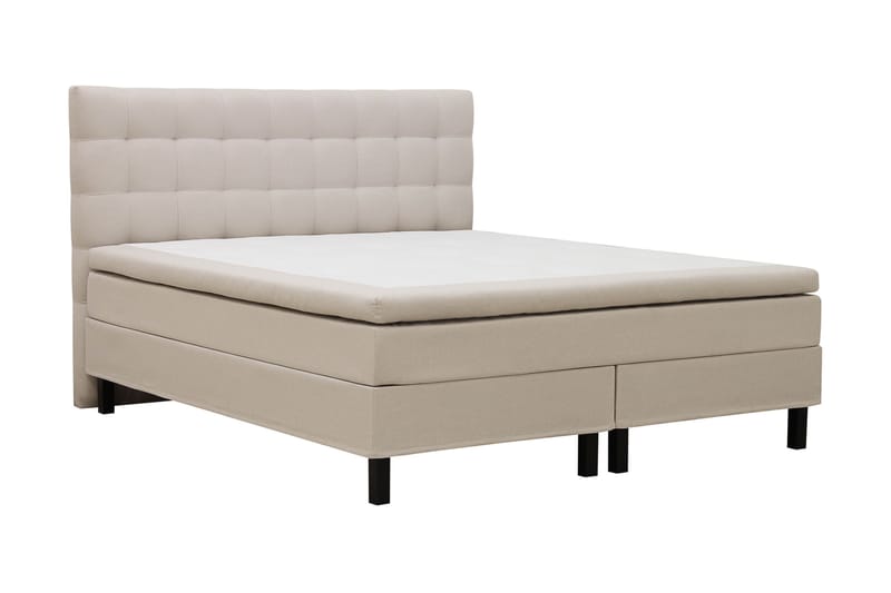 Hilton Komplett Sengpakke 180x200 cm Kontinentalseng med rutet sengegavl - Beige - Møbler - Senger - Kontinentalsenger