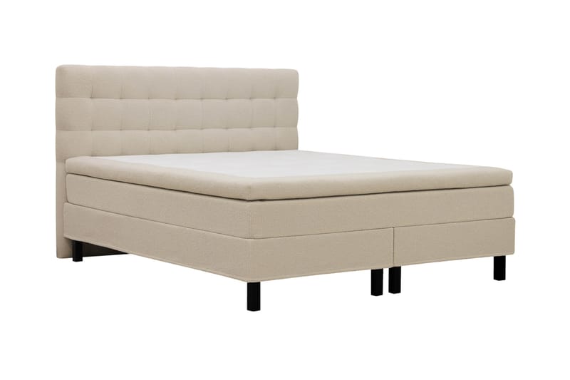 Hilton Komplett Sengpakke 180x200 cm Kontinentalseng med rutet sengegavl - Beige - Møbler - Senger - Komplett sengepakke