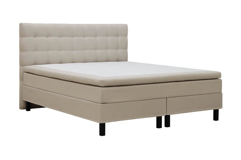 Hilton Komplett Sengpakke 180x200 cm Kontinentalseng med rutet sengegavl - Beige - Møbler - Senger - Komplett sengepakke