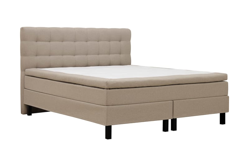 Hilton Komplett Sengpakke 180x200 cm Kontinentalseng med rutet sengegavl - Beige - Møbler - Senger - Komplett sengepakke