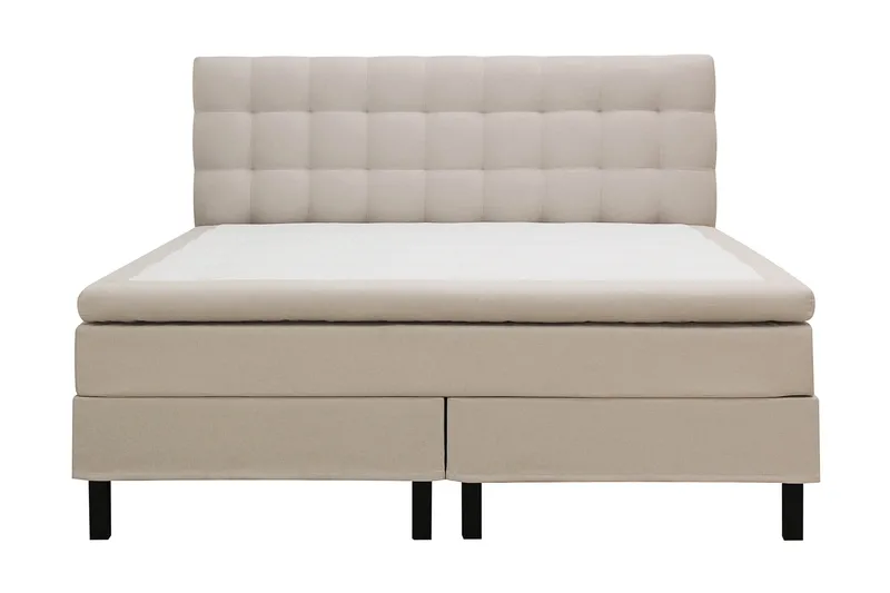 Hilton Komplett Sengpakke 180x200 cm Kontinentalseng med rutet sengegavl - Beige - Møbler - Senger - Kontinentalsenger