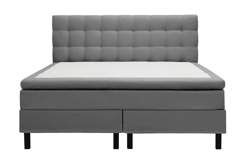 Hilton Komplett Sengpakke 180x200 cm Kontinentalseng med rutet sengegavl - Grå - Møbler - Senger - Kontinentalsenger