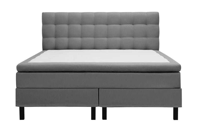 Hilton Komplett Sengpakke 180x200 cm Kontinentalseng med rutet sengegavl - Grå - Møbler - Senger - Komplett sengepakke