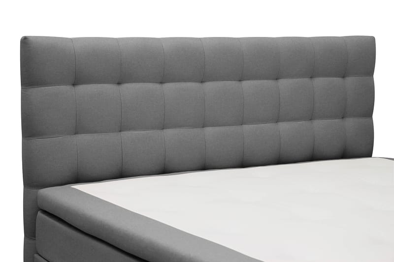 Hilton Komplett Sengpakke 180x200 cm Kontinentalseng med rutet sengegavl - Grå - Møbler - Senger - Komplett sengepakke